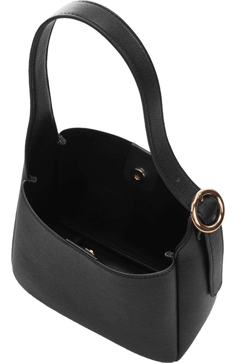 MANGO Statement Buckle Faux Leather Hobo Bag, Alternate, color,