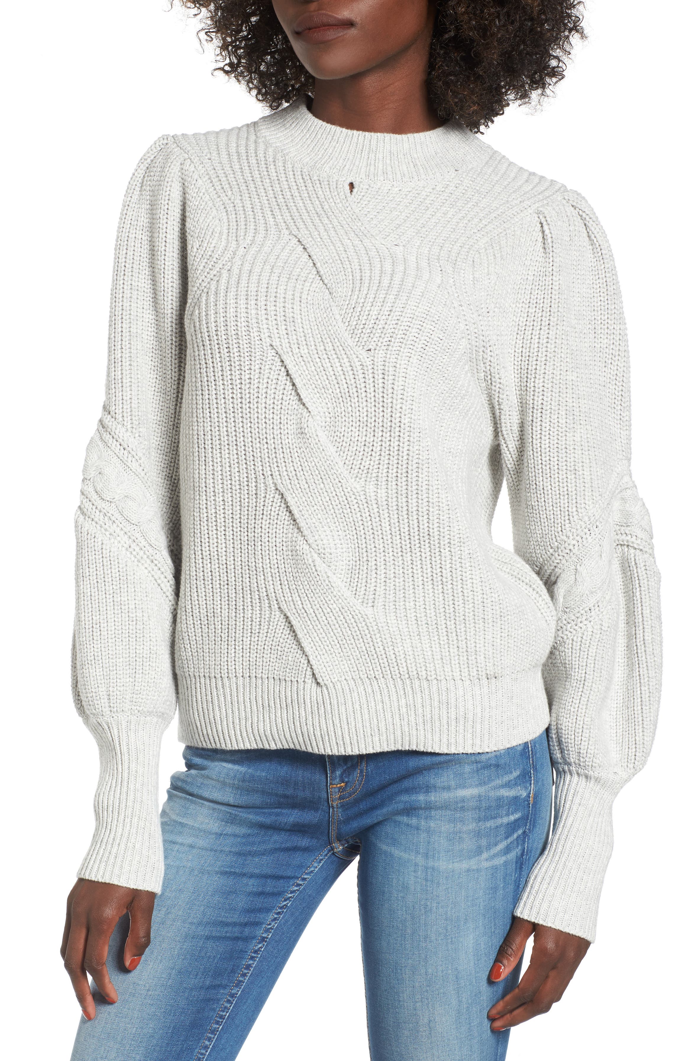 BP. Cable Knit Puff Sleeve Sweater | Nordstrom