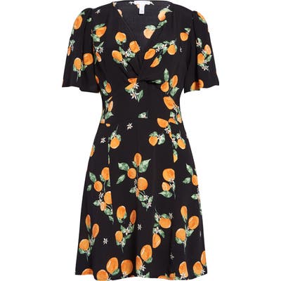 Leith Twist Front A-Line Minidress, Black