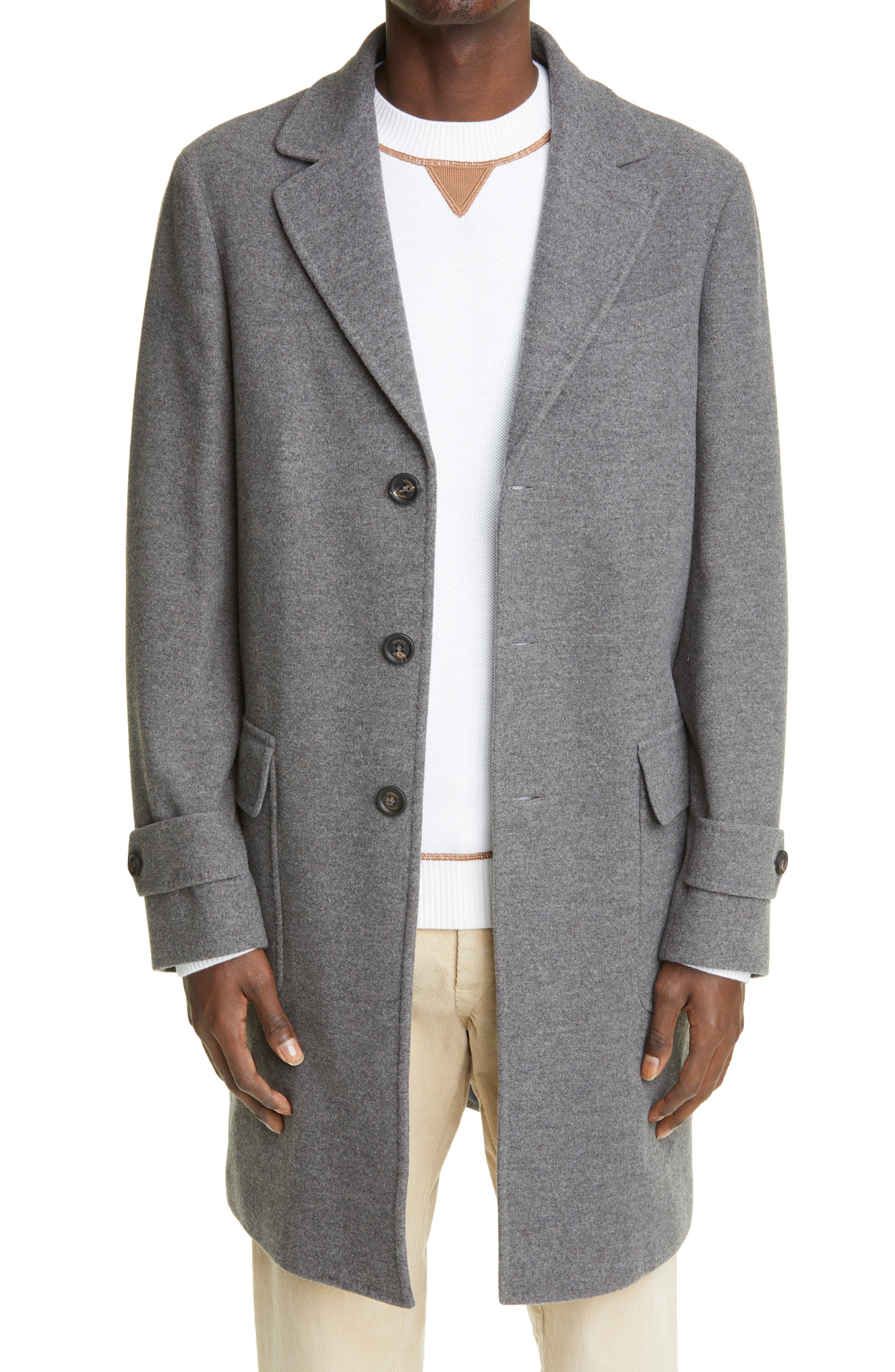 Eleventy Wool & Cashmere Topcoat In Medium Grey