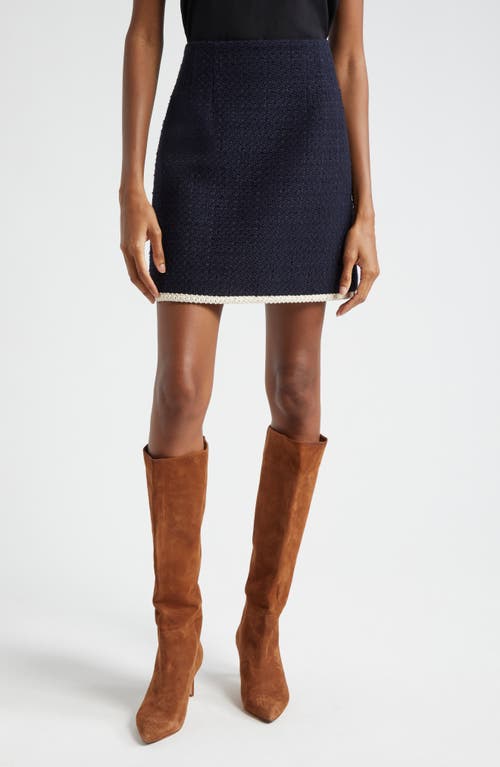 Shop Veronica Beard Roman Tweed Miniskirt In Navy