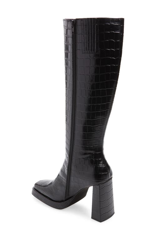 Shop Jeffrey Campbell Maximal Knee High Boot In Black Croco