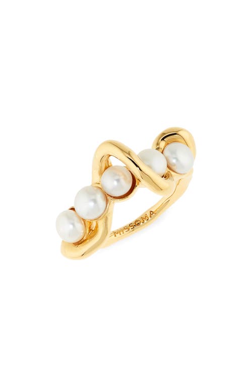 Missoma Molten Baroque Freshwater Pearl Twisted Stacking Ring in Gold at Nordstrom, Size 7