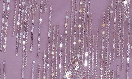 DRESS THE POPULATION DRESS THE POPULATION SOPHIA BEAD & SEQUIN LONG SLEEVE COCKTAIL MIDI DRESS