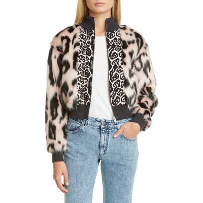 Stella Mccartney Animal Faux Fur & Jacquard Bomber Jacket, 8 IT - Black