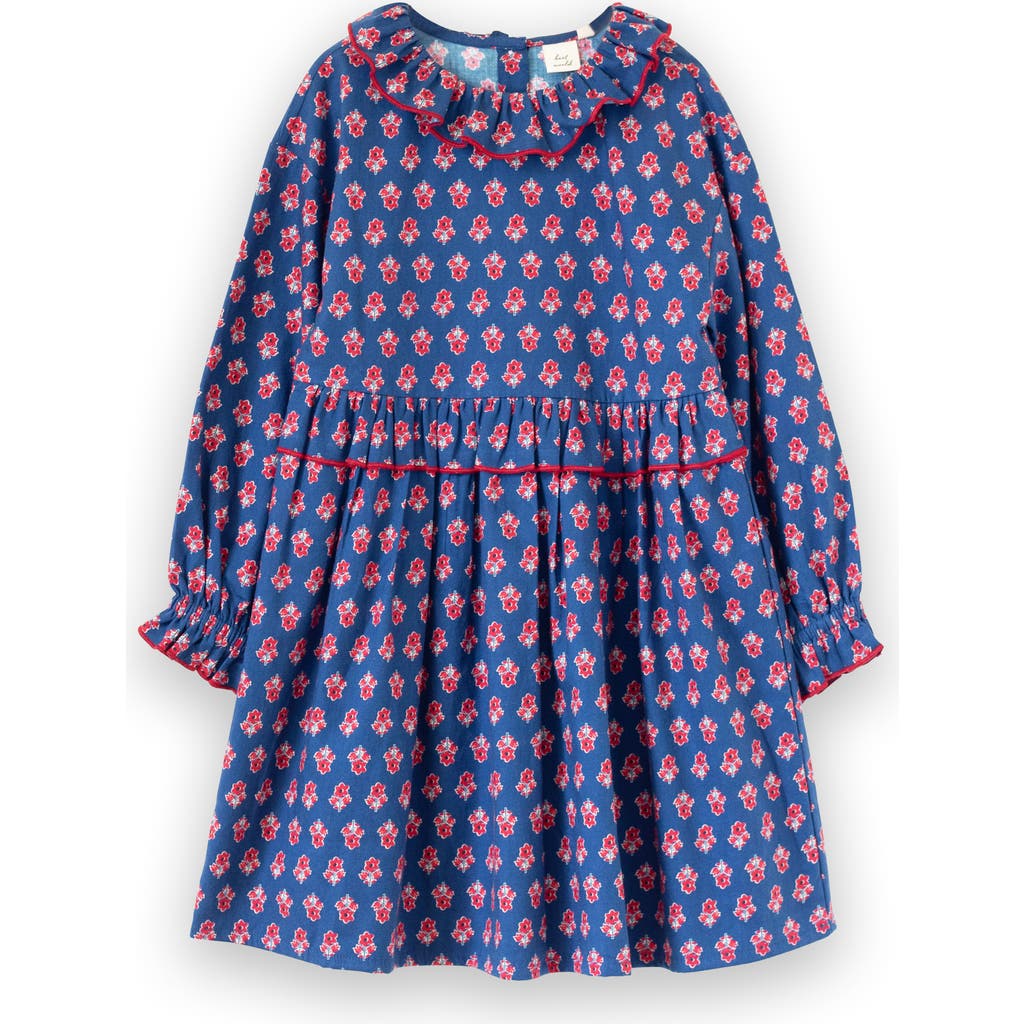 Beet World Girls' Ruffle Collar Dress In Blue