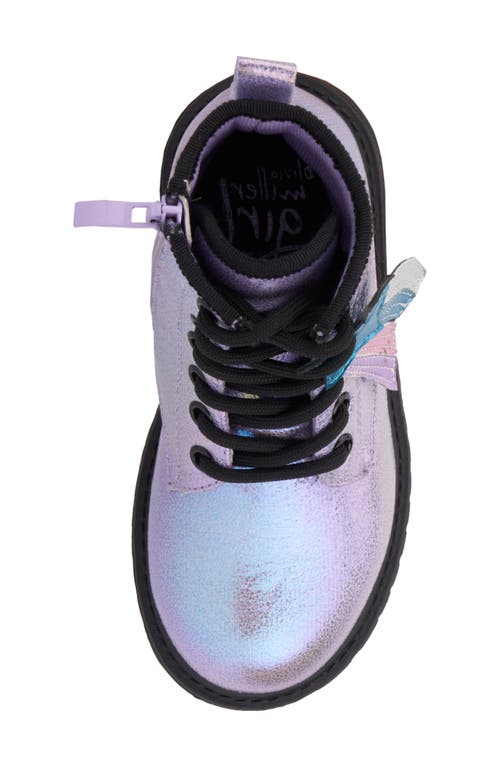 Shop Olivia Miller Kids' Crystal Sky Metallic Combat Boot In Purple