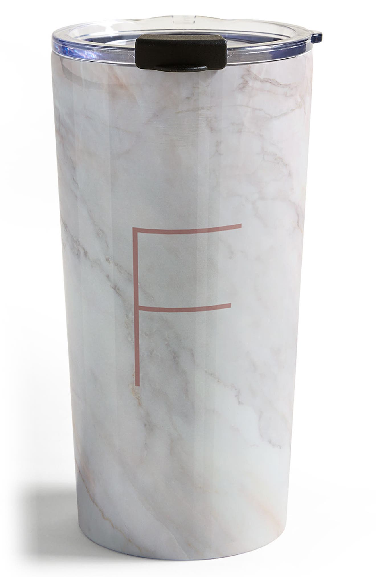 Deny Designs Marbled Monogram Travel Mug in F 