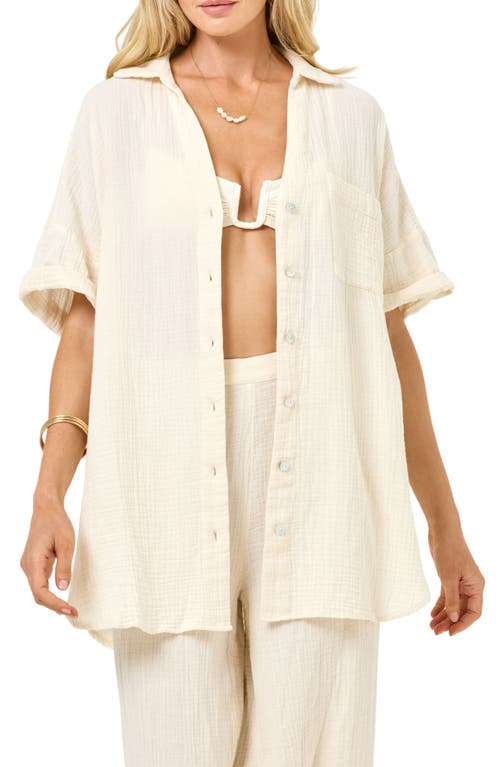 Shop L*space Lspace Terrazo Cotton Cover-up Tunic In Tapioca