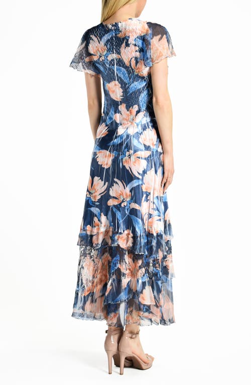 Shop Komarov Floral Maxi Dress In Navy Marigold