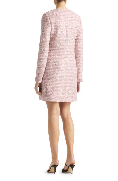 Shop St John St. John Evening Sequin Plaid Tweed Knit Jacket In Pink/rose Multi