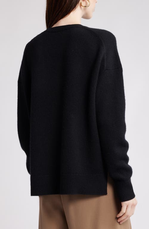 Shop Nordstrom Crewneck Side Slit Wool & Cashmere Sweater In Black Rock