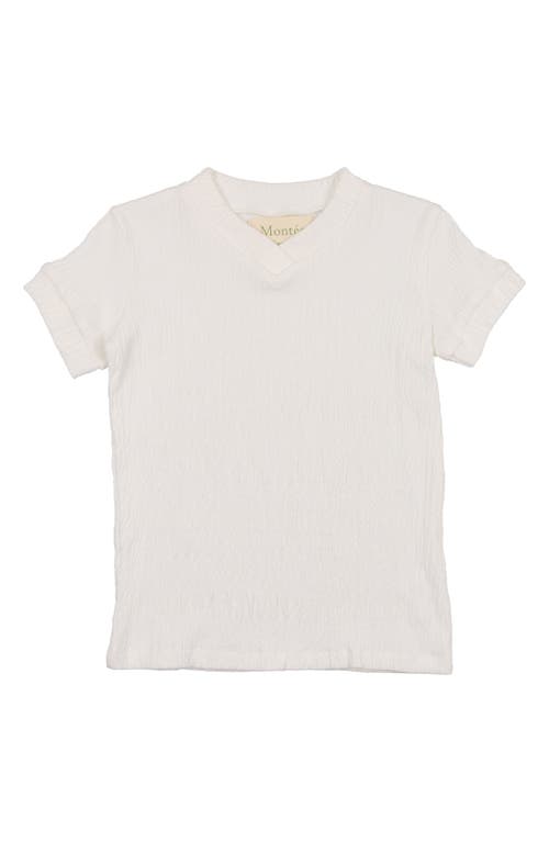Maniere Manière Kids' V-neck Stretch Cotton Gauze T-shirt In White