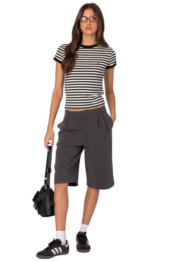 Shop Edikted Aelia Trouser Bermuda Shorts In Dark-gray