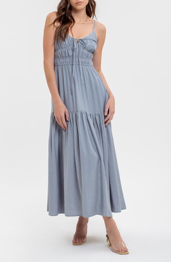 BLU PEPPER BLU PEPPER SMOCKED SLEEVELESS MAXI DRESS