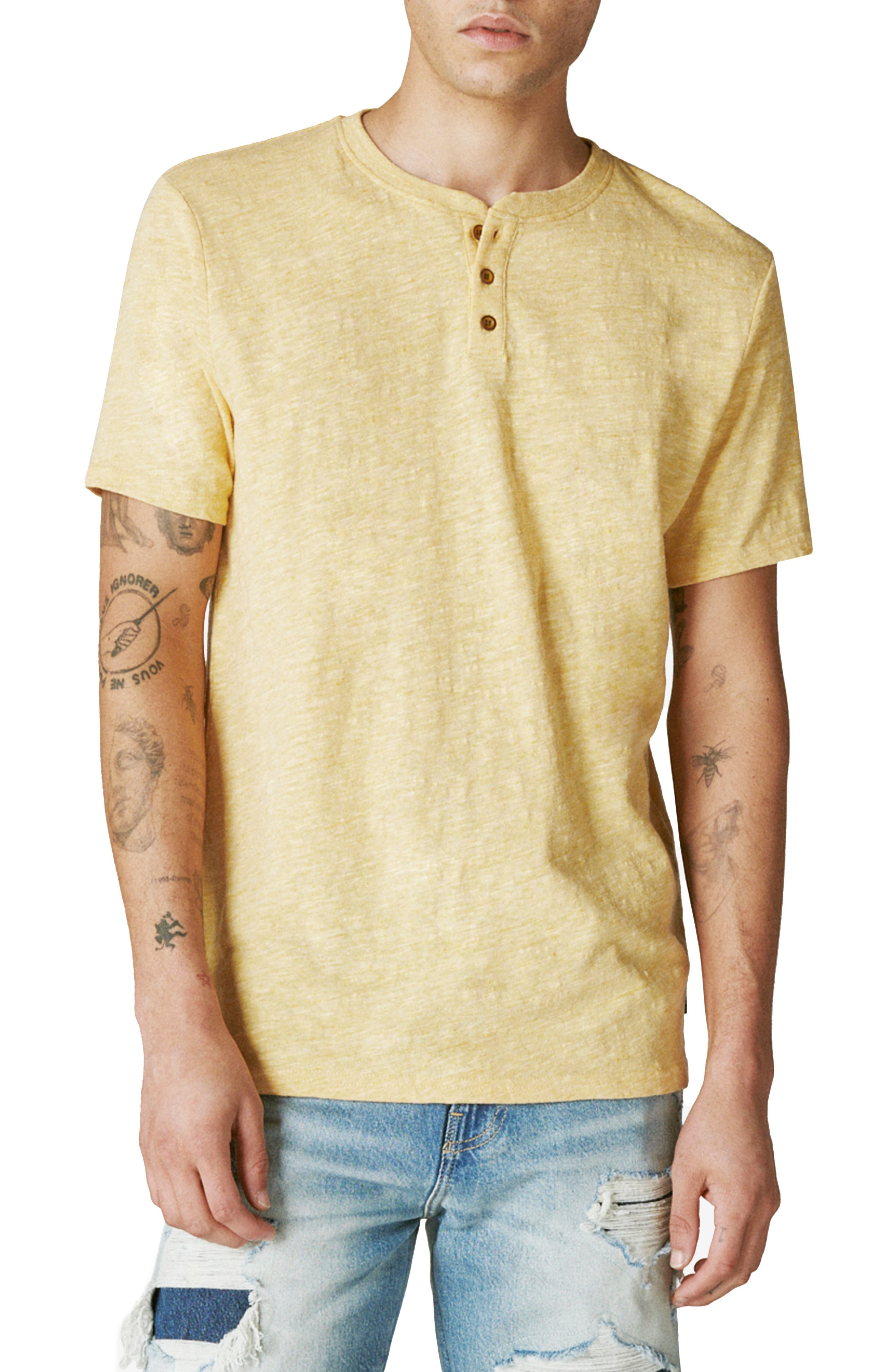Yellow henley shirt Clearance