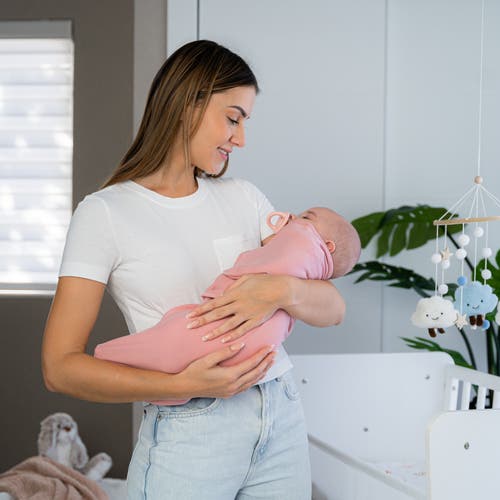 Comfy Cubs Easy Swaddle Blanket In Blush, Mauve, Mulberry
