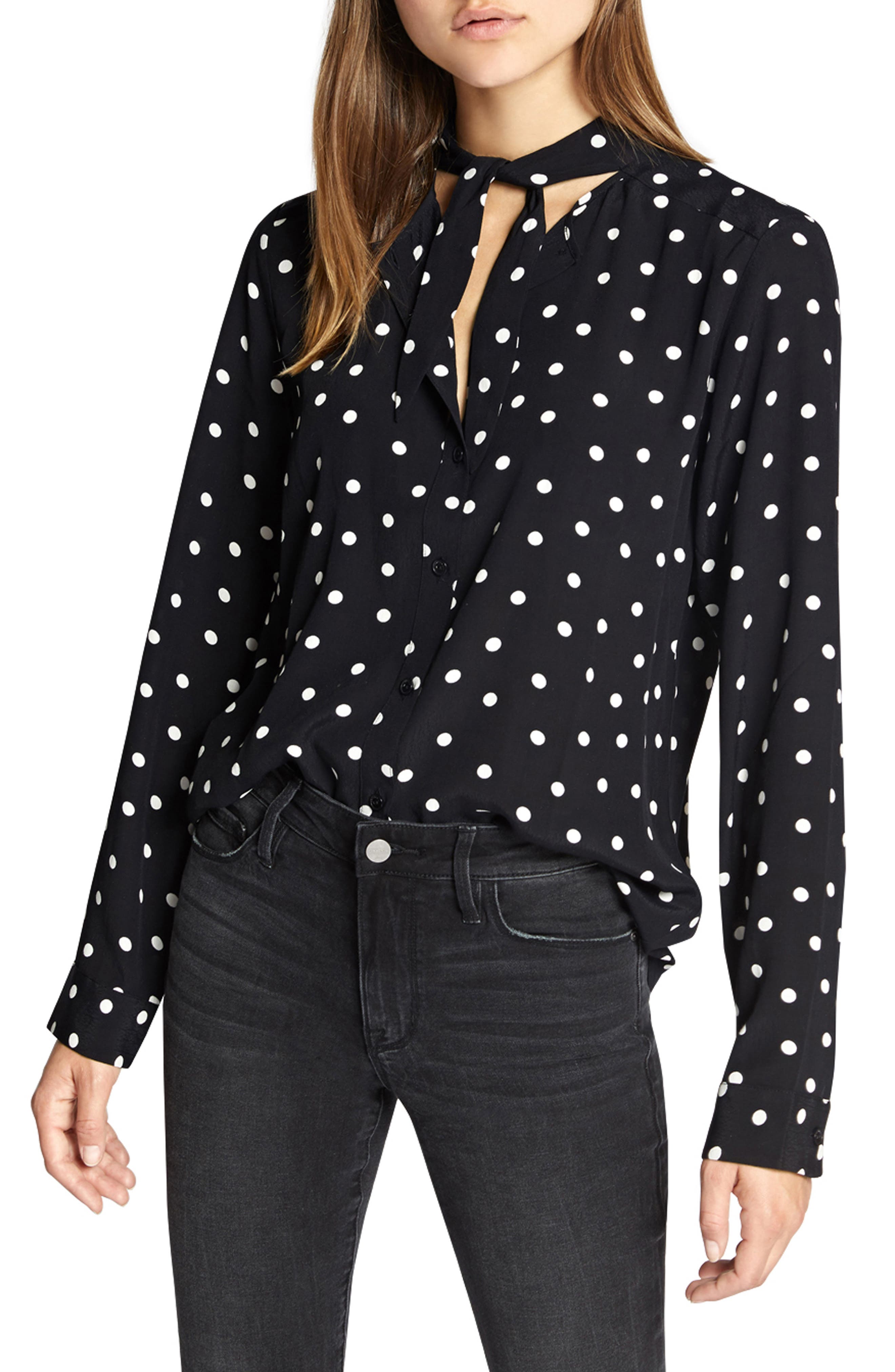 sanctuary polka dot blouse