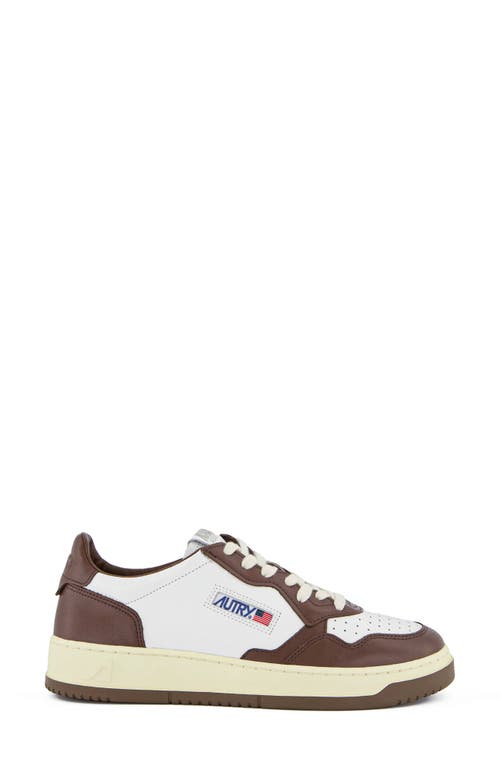 Shop Autry Medalist Low Top Sneaker In Leather/leat White/chestnut