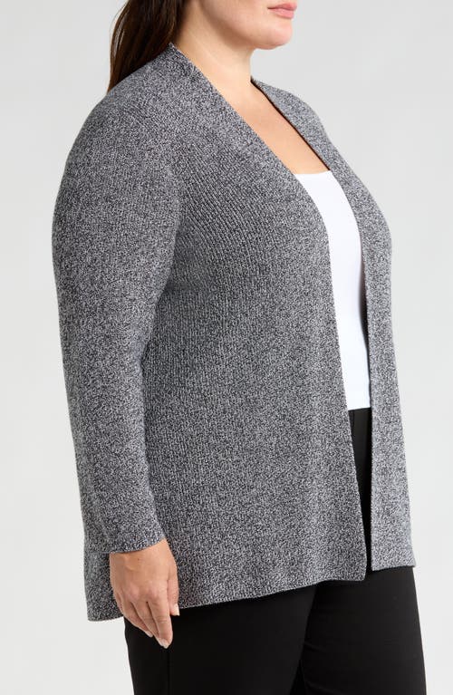 Shop Eileen Fisher Organic Cotton Open Front Cardigan In Black/ivory