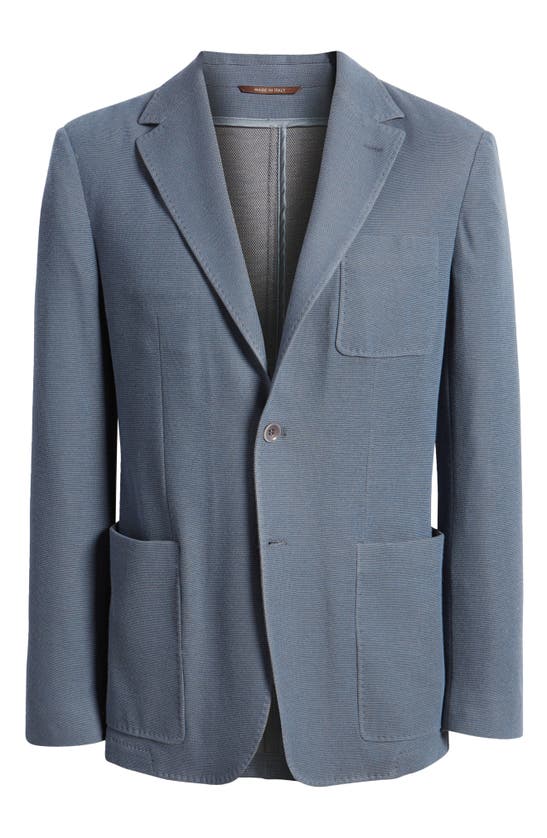 Shop Canali Trim Fit Knit Cotton Blend Sport Coat In Blue