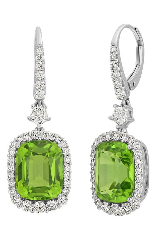 Shop Bony Levy Iris Diamond & Peridot Drop Earrings In 18k White Gold