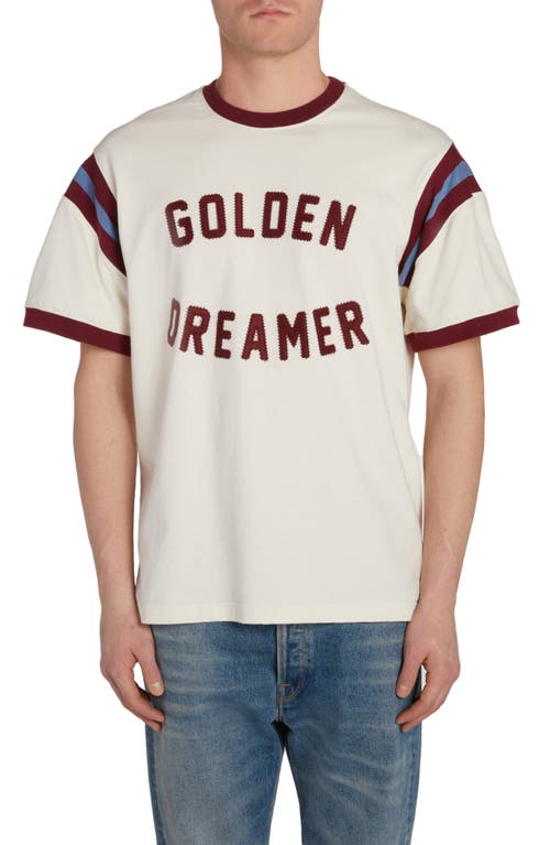 Golden Goose Journey Logo Graphic T-shirt In Heritage White/windsor Wine