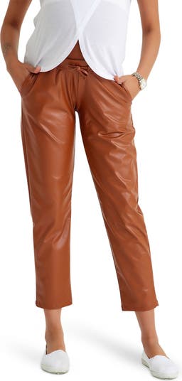 Accouchée Comfy Cool Foldover Waistband Faux Leather Maternity