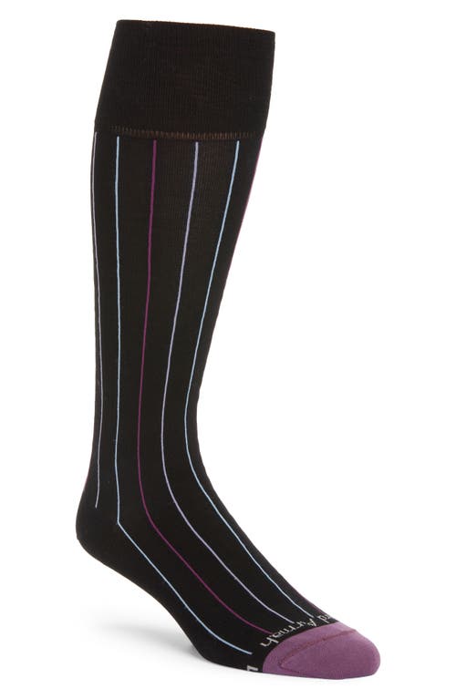 EDWARD ARMAH Pinstripe Tall Compression Dress Socks in Black 