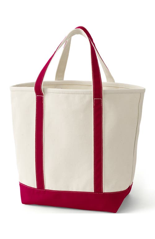 Lands' End Open Top Canvas Tote Bag In Natural/beacon Blue