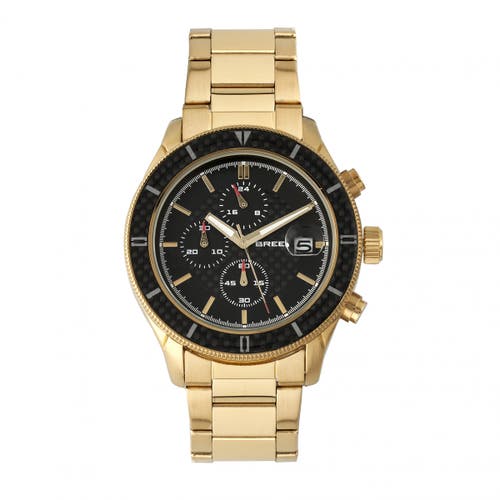 Shop Breed Maverick Chronograph Leather-band Watch W/date In Gold