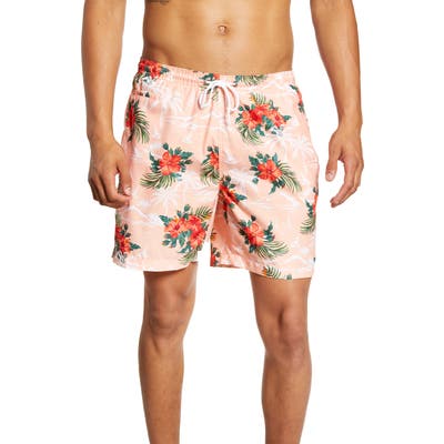 Trunks Surf & Swim Co. Sano Tropical Print Swim Trunks, Coral