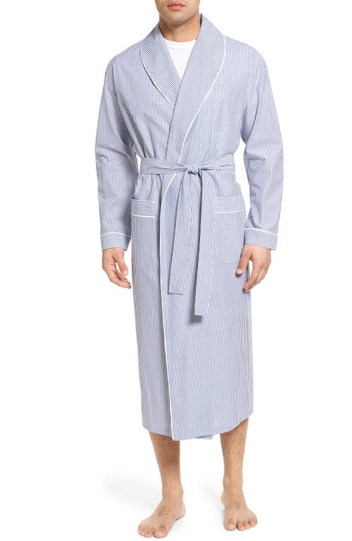 Majestic International Bengal Stripe Dressing Gown In Navy/white