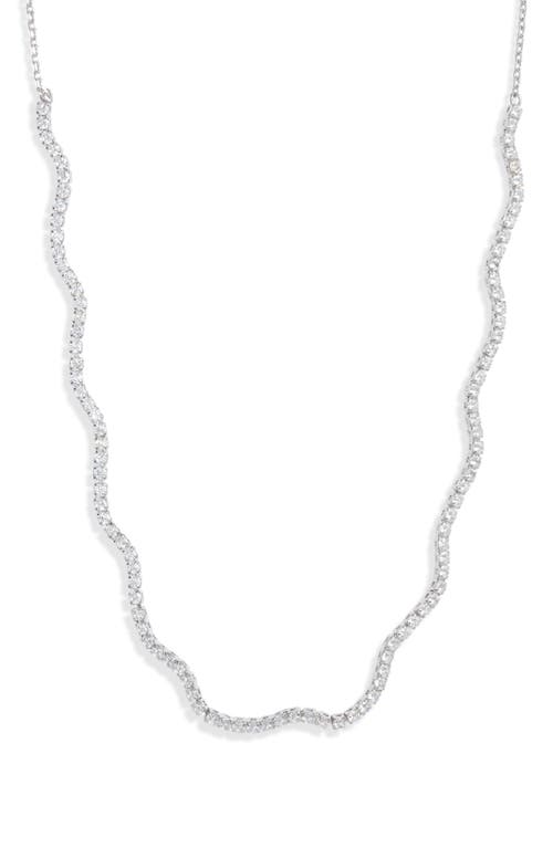 Nordstrom Cubic Zirconia Wavy Frontal Necklace in Clear- Silver at Nordstrom