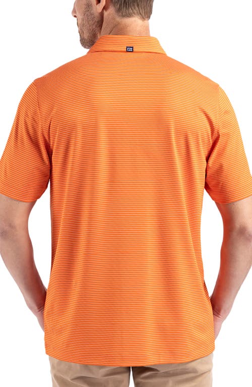 Cutter & Buck Forge Eco Fine Line Stripe Stretch Recycled Mens Polo In College Orange/white