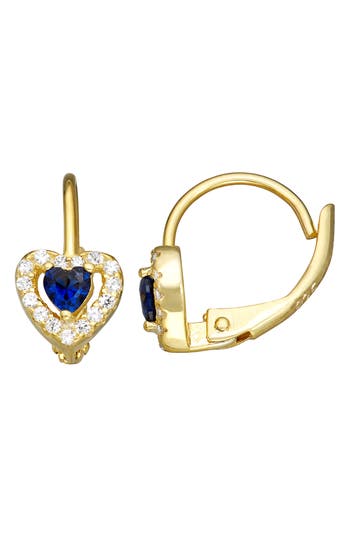 Fzn Kids' 14k Gold Plated Sterling Silver Birthstone Lever Back Earrings In Sapphire