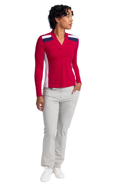 Shop Kinona The A-team Long Sleeve Golf Top In Bordeaux Red