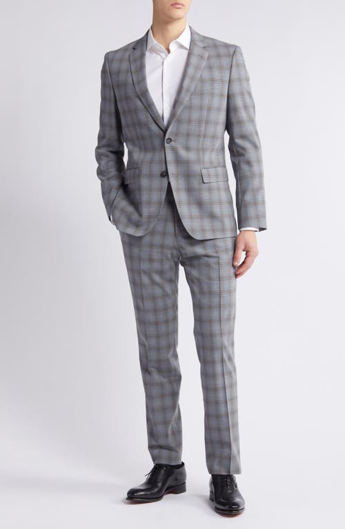 Shop Hugo Boss Boss Huge Plaid Stretch Suit In Silver