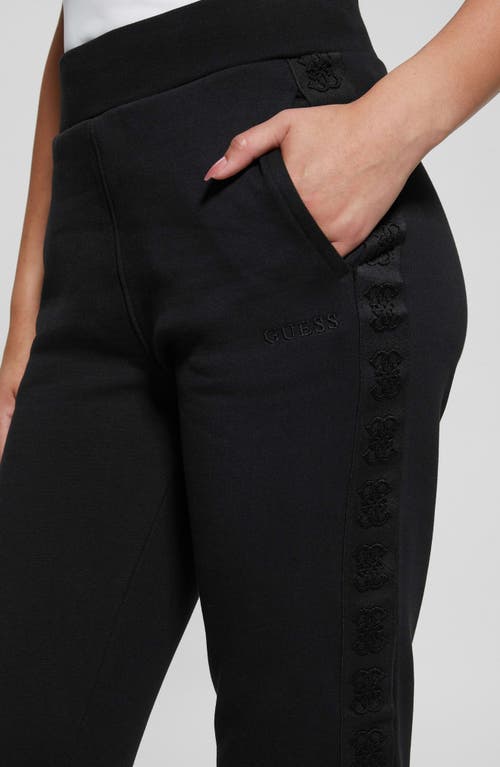 Shop Guess Stacie Cotton Fleece Joggers In Jet Black A996