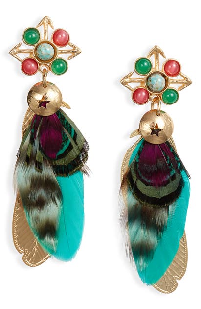 Gas Bijoux Small Sao Feather Earrings In Sea Green