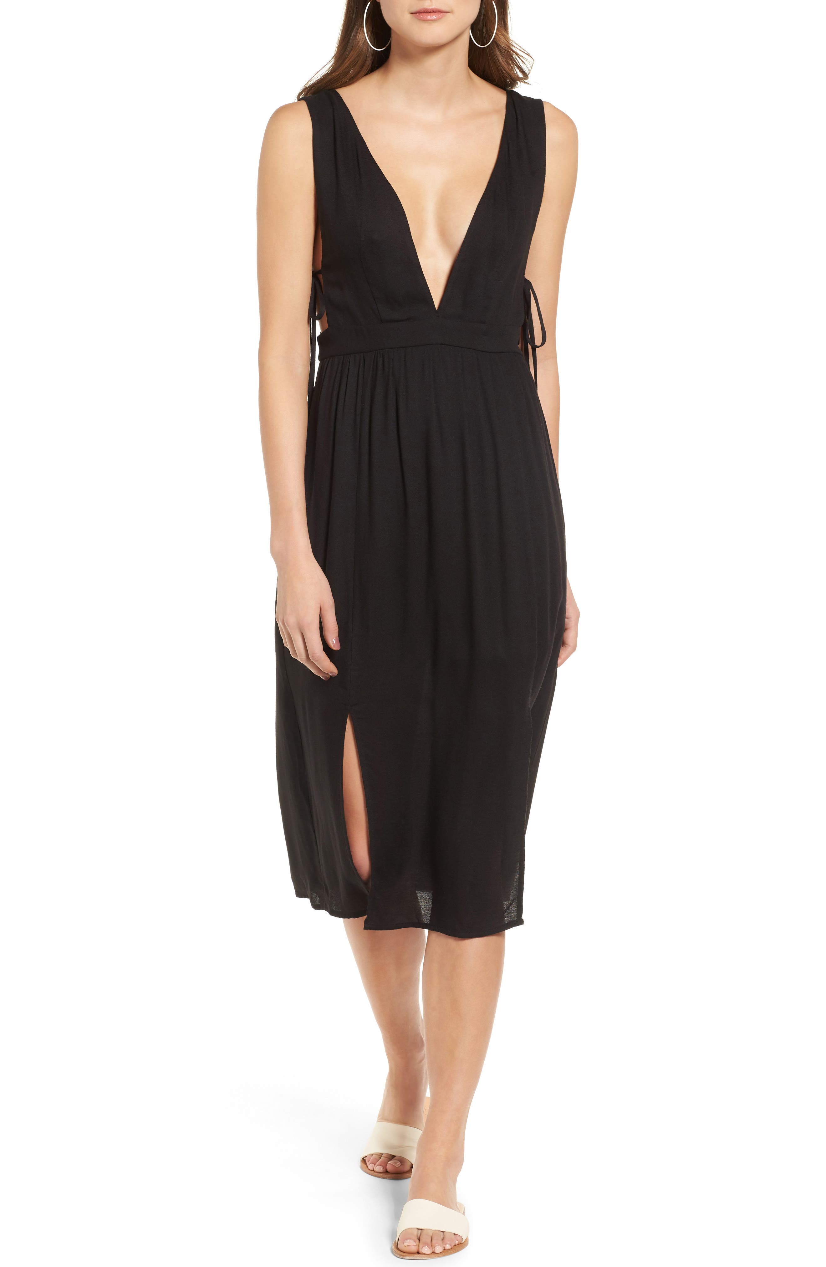 4SI3NNA Deep V-Neck Midi Dress | Nordstrom