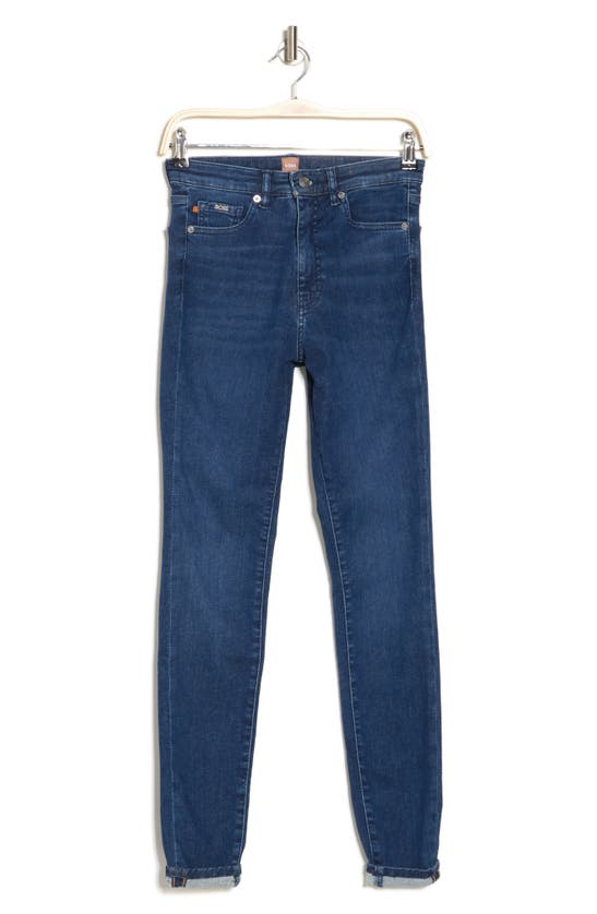 Shop Hugo Boss Maye High Waist Skinny Jeans In Medium Blue