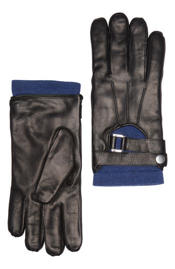 Portolano Faux Leather Half Moon Gloves In Black