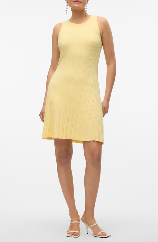 Vero Moda Stephanie Rib Sleeveless Minidress In Yellow