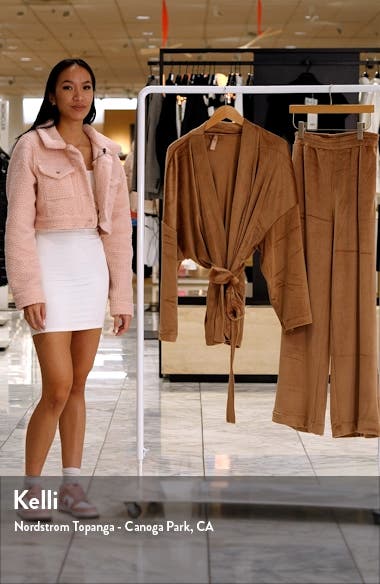 SKIMS by Kim Kardashian Velour Fleece Wrap Short Robe SMOKE size
