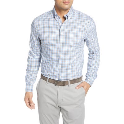 Johnnie-O Stan Check Button-Down Performance Shirt, Blue