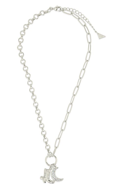 Sterling Forever Kelsea Cubic Zirconia Charm Pendant Necklace In Silver