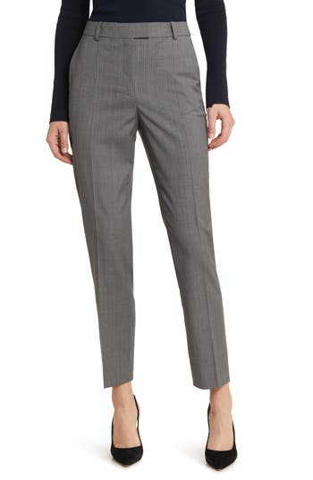 Hugo Boss Tamata Pinstripe Virgin Wool Ankle Pants In Mini Pinstripe Suiting