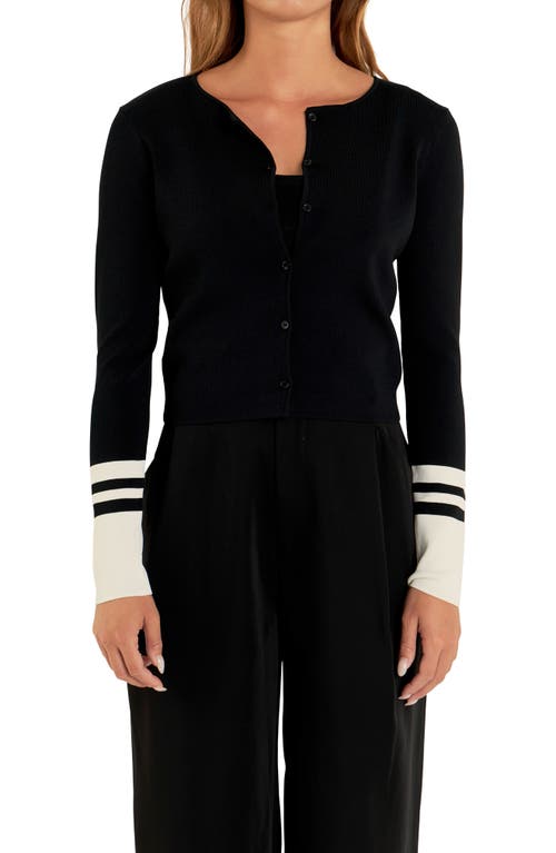 Endless Rose Colorblock Cardigan In Black/cream