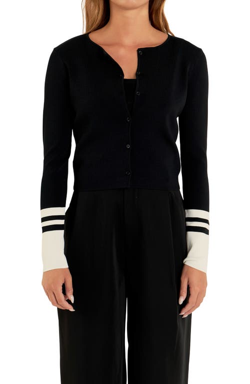 Shop Endless Rose Colorblock Cardigan In Black/cream